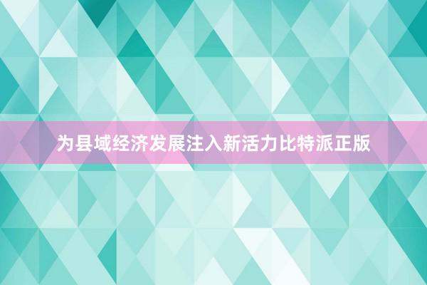 为县域经济发展注入新活力比特派正版