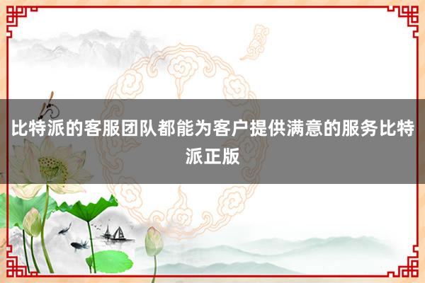 比特派的客服团队都能为客户提供满意的服务比特派正版