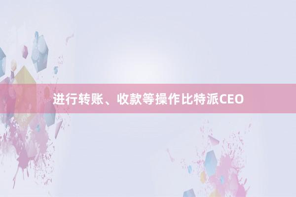 进行转账、收款等操作比特派CEO