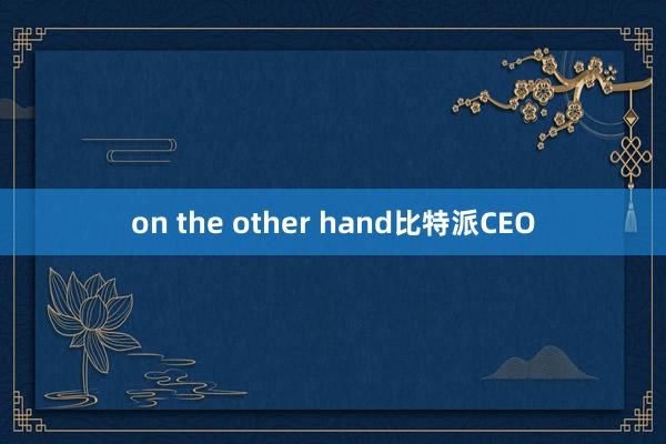 on the other hand比特派CEO