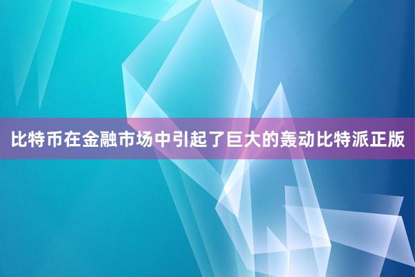 比特币在金融市场中引起了巨大的轰动比特派正版