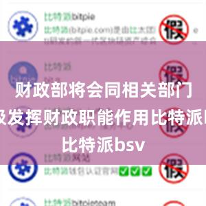 财政部将会同相关部门积极发挥财政职能作用比特派bsv